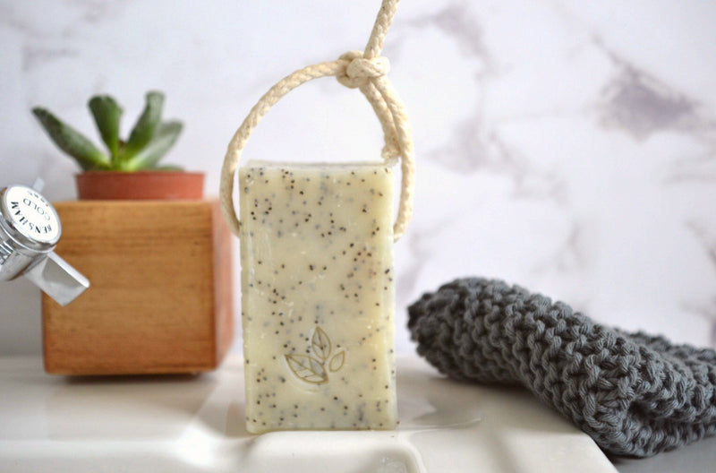 ginger and mandarin handmade vegan natural soap on a rope