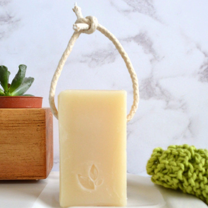 lavender orange handmade vegan natural soap on a rope